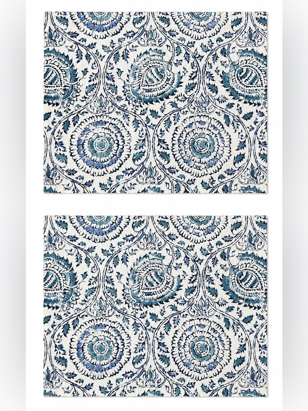 Echo Design Blue Floral - Stripe Two Side Zip Cotton Pillow Shams 26" x 21"